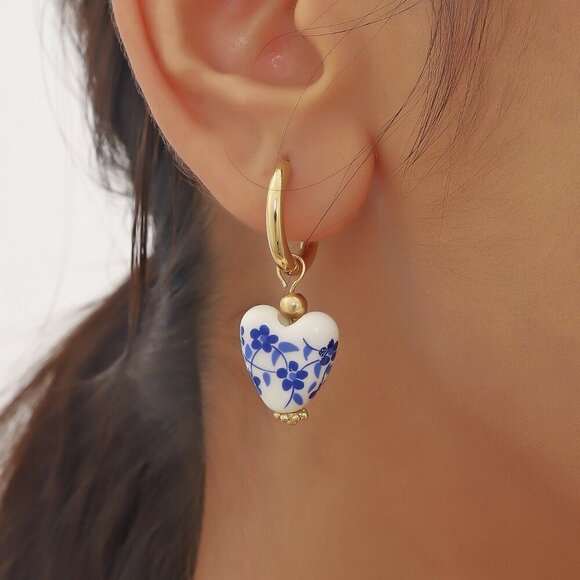 Multicolor Sexy Women's Ceramic Heart-Shaped Earrings - Picture 1 of 3